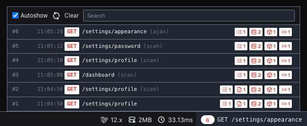 Debugbar scan feature